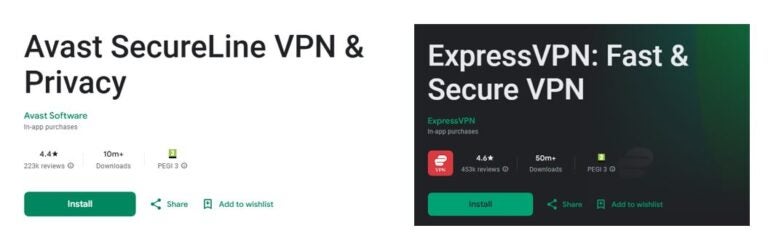 avast secureline vpn vs. express vpn reviews and ratings