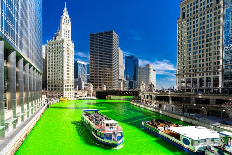 Chicago River dyed green for St. Patrick’s Day