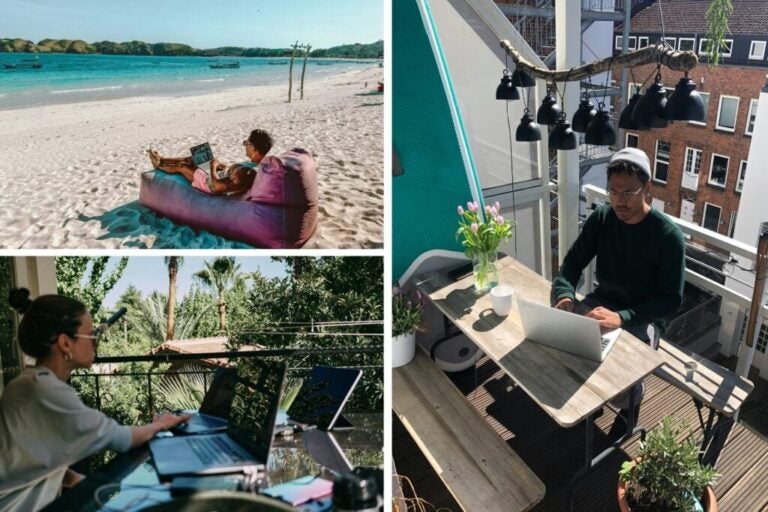 Digital nomads working remotely abroad