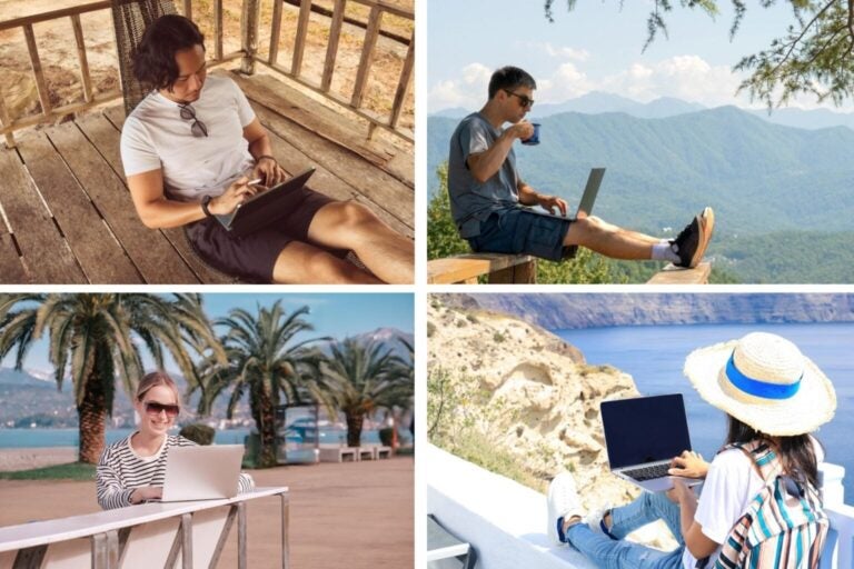 digital nomads teleworking in different destinations.
