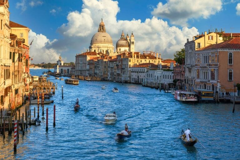 gondolas in the venice canal