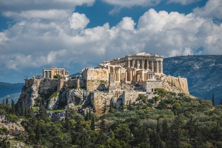 Greek parthenon and the acropolis