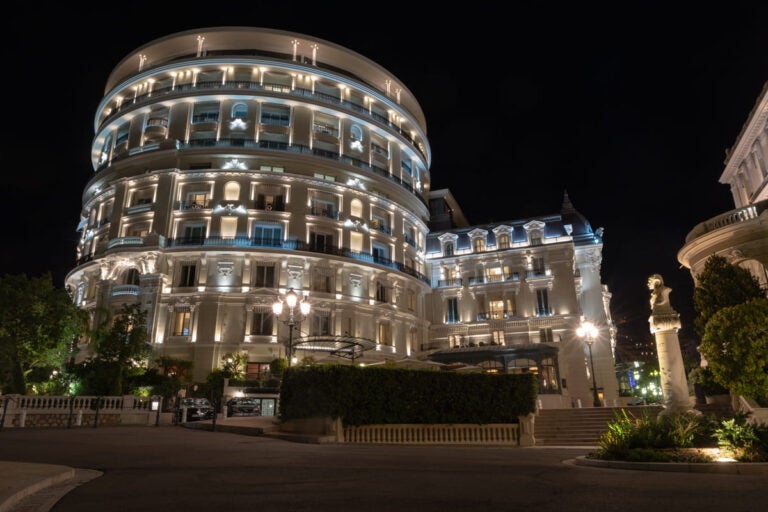 Night view of Hotel de Paris in Monte Carlo near Casino Square during Monaco Grand Prix season