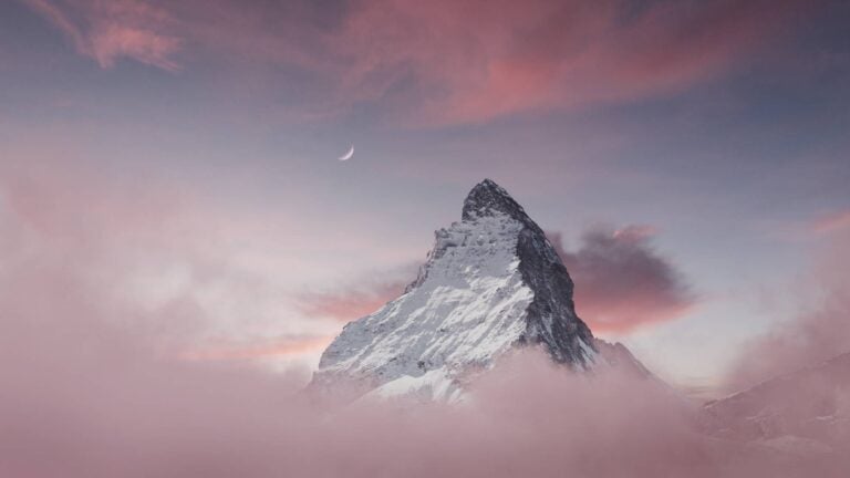 Matterhorn on a cloudy night in Switzerland