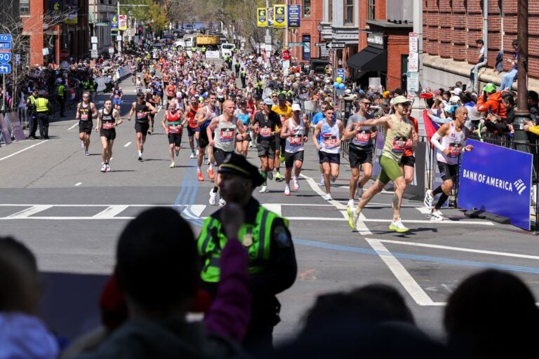 Spectators filled the streets for the Boston Marathon