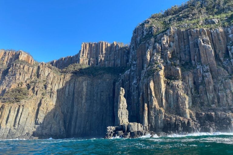 Rock cliffs Bruny Island.