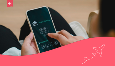 Person using online banking via Mobile banking app