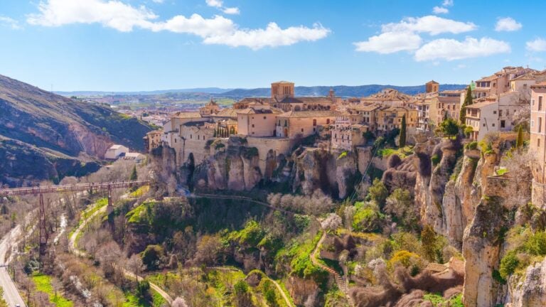 top view of houses over a barren gorge