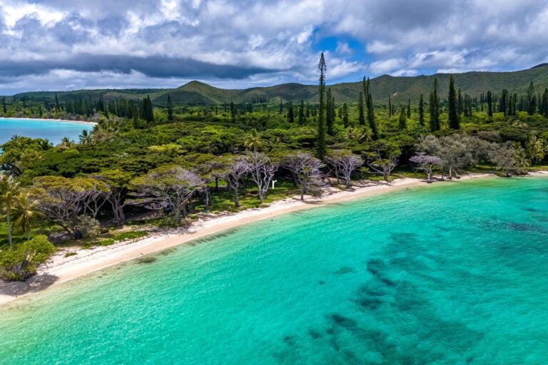 Aerial view of beach on New Caledonia.