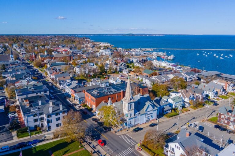 Aerial view in fall of Plymouth
