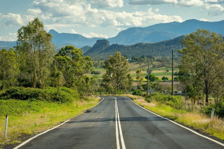 Picturesque road going towards the Scenic Rim. 