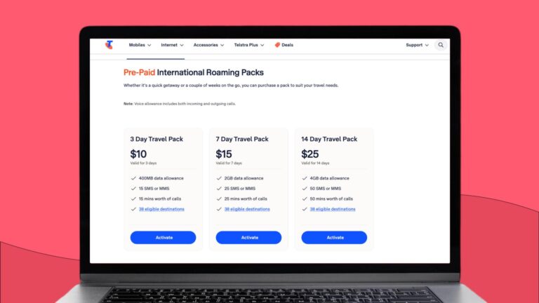 Telstra prepaid roaming packs for Bali