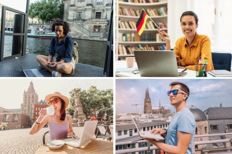 Digital nomads living in Germany, working with a laptop.