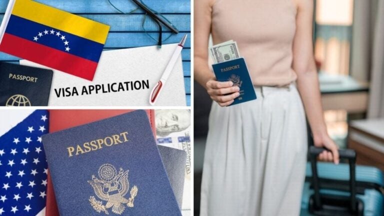 Visas to enter Venezuela, US passport, and other travel documents.