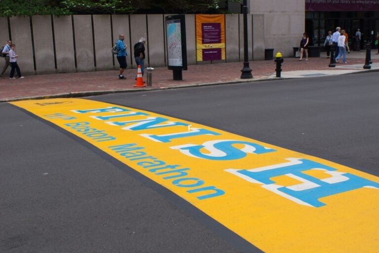 The finish line of the Boston Marathon. 