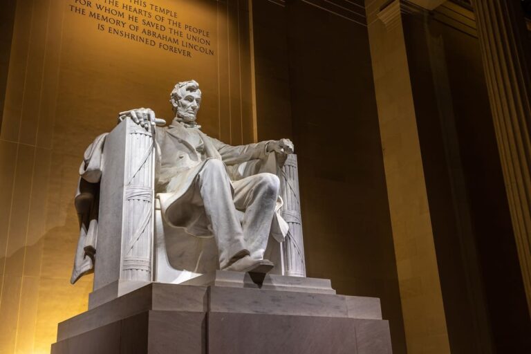 Abraham Lincoln statue inside the Lincoln Memorial in Washington DC