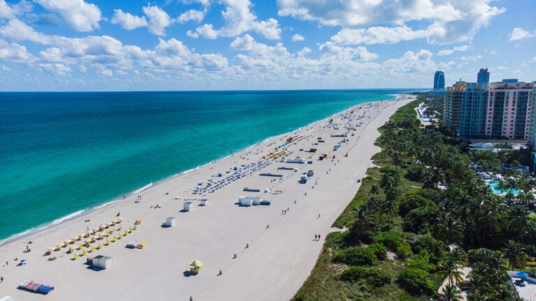 Aerial view of South Beach in Miami, a host city for the FIFA World Cup 2026