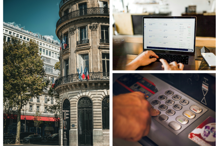 Representative images about opening a bank account in France.