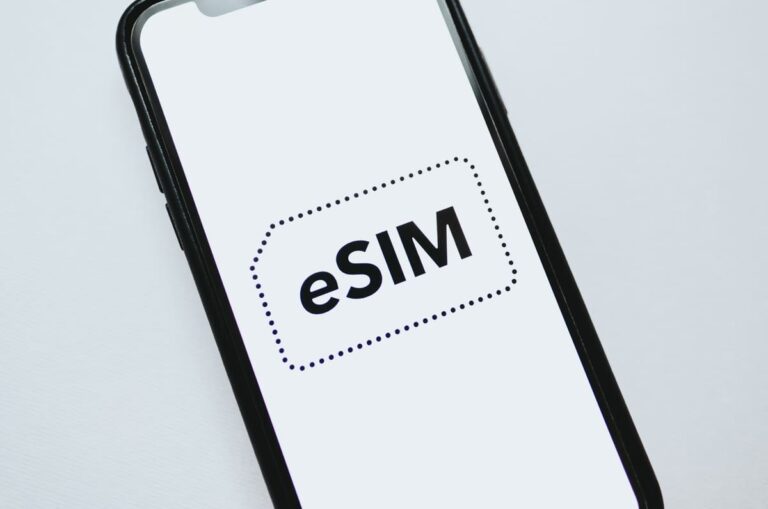 Smartphone screen displaying an eSIM chip icon representing eSIM compatibility