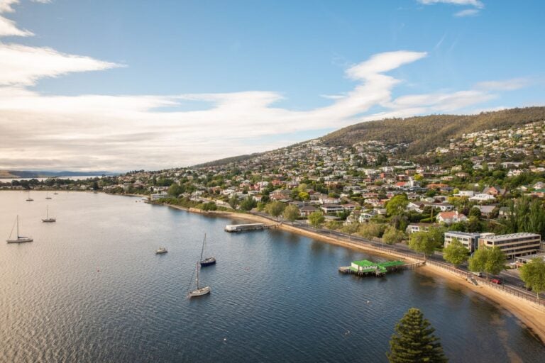 Aerial view of Sandy Bay.