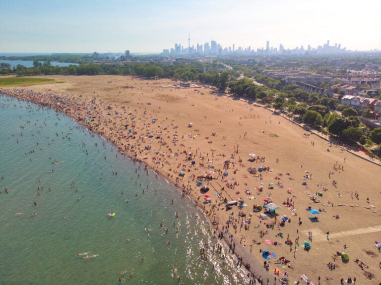 View of downtown Toronto skyline from The Beaches neighborhood