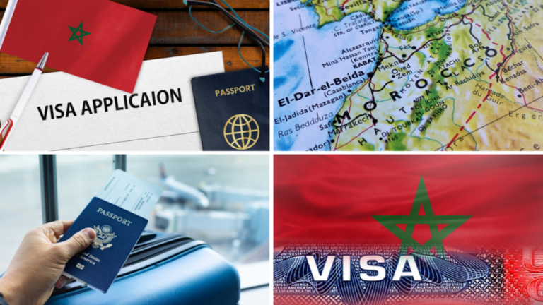 Travel documents: Morocco visa and US passport.