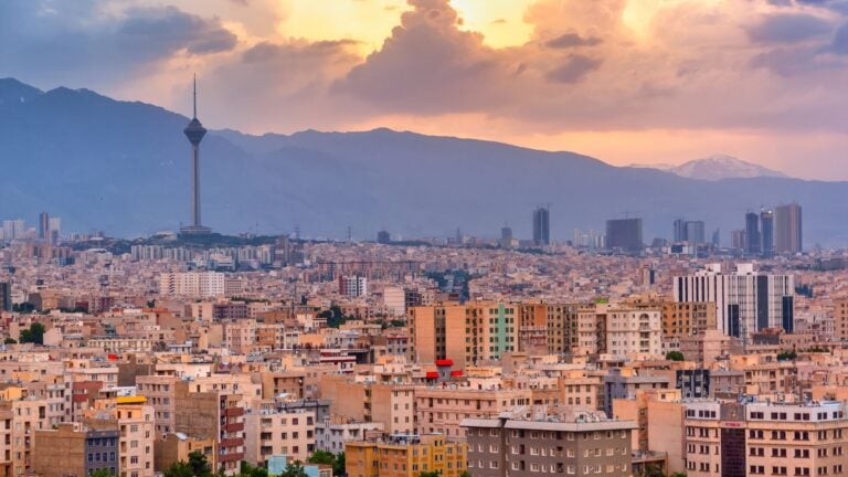 A skyline of a city in Iran