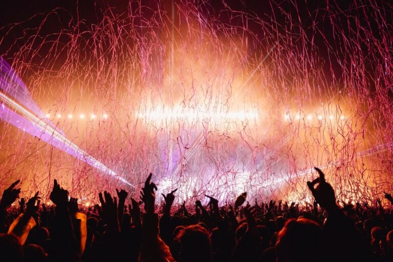 Crowd with hands raised at Rock im Park.