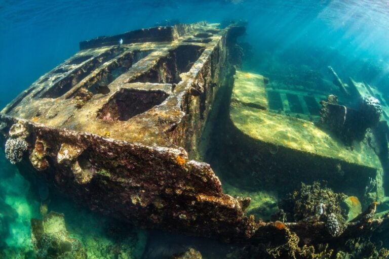 Ship wreck on Mae Haad Koh Tao.