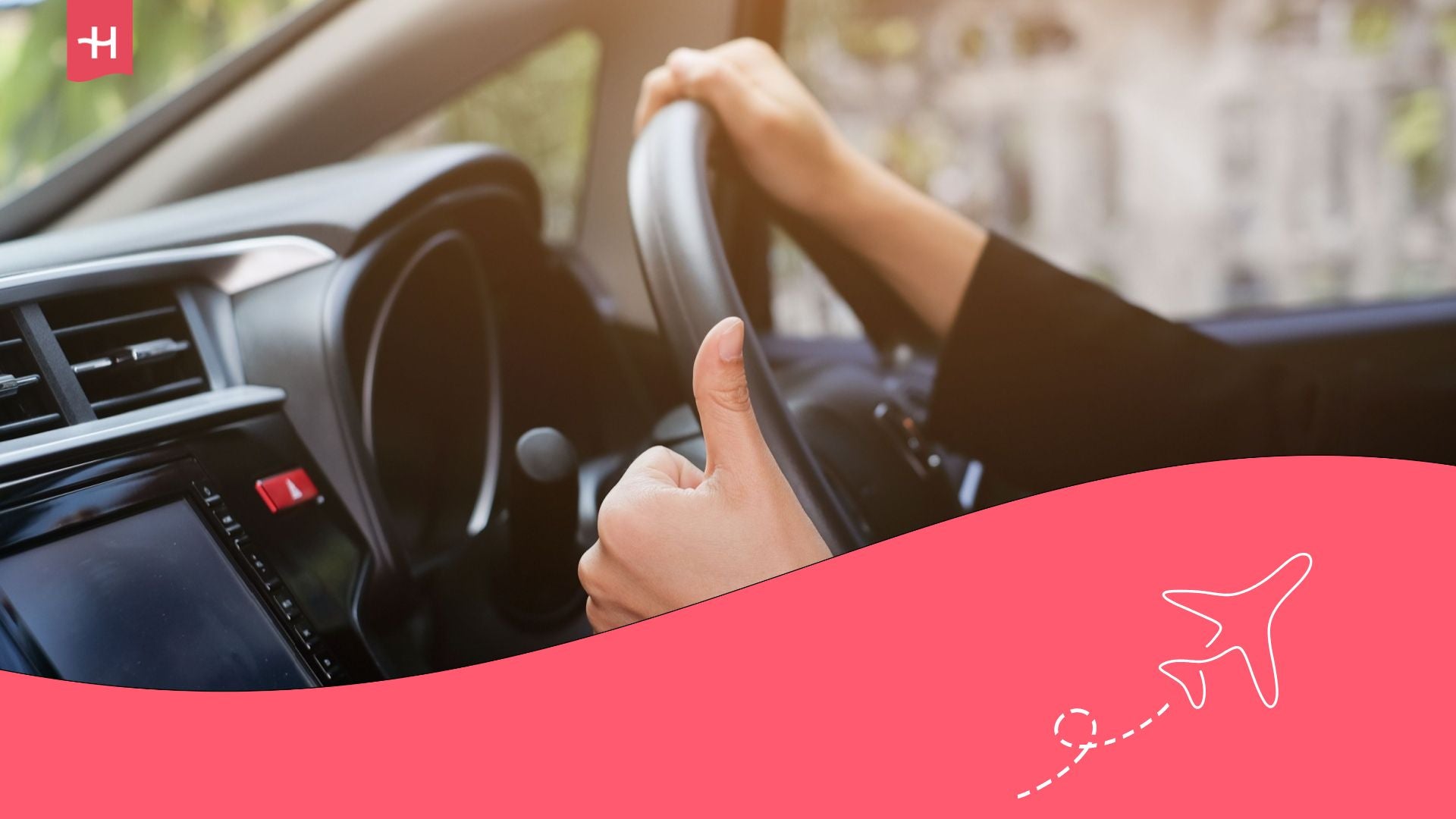 A man driving through cities in a car from the best car rental company in Canada.