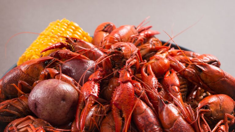 A bowl of spicy boiled Cajun crawfish, a signature dish of Louisiana's food culture