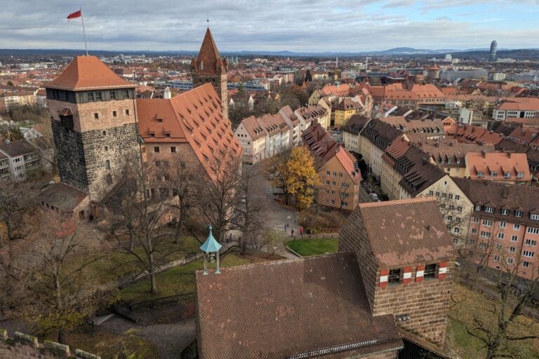Aerial view of the medieval city walls.