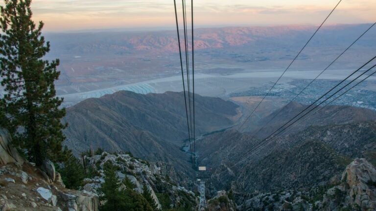 Aerial tramway ascending toward Mt. San Jacinto above Palm Springs, California