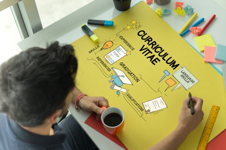 An intern preparing a resume presentation.