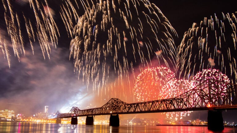 Thunder Over Louisville fireworks display viewed from the Indiana side of the Ohio River