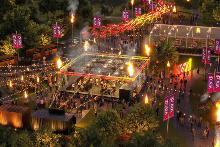 Food stalls in Vivid Sydney.