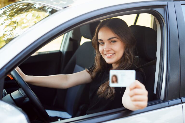 woman showing her international driving permit