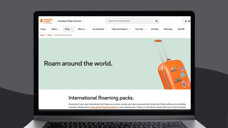 Woolworths Mobile international roaming website