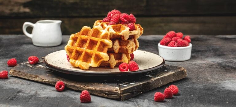belgian waffle with fruits