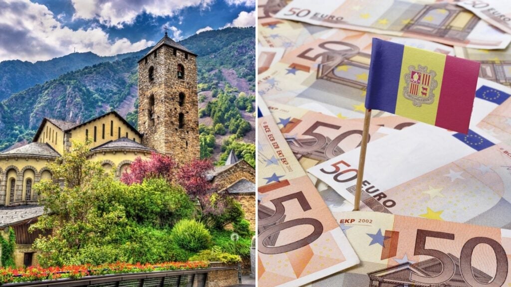 flag-euros-landscape-andorra Drapeau de l’Andorre et euros en arrière-plan
