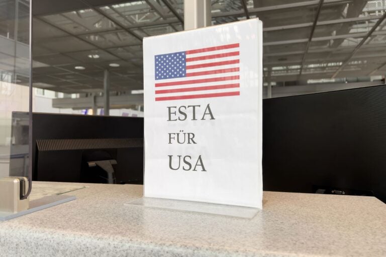 ESTA sign in the USA airport.