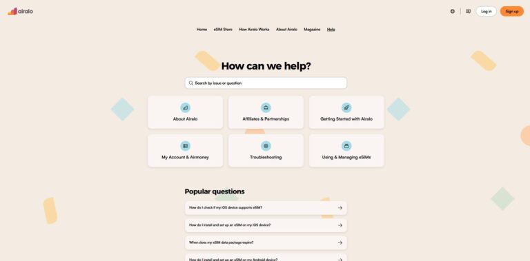 Airalo support page