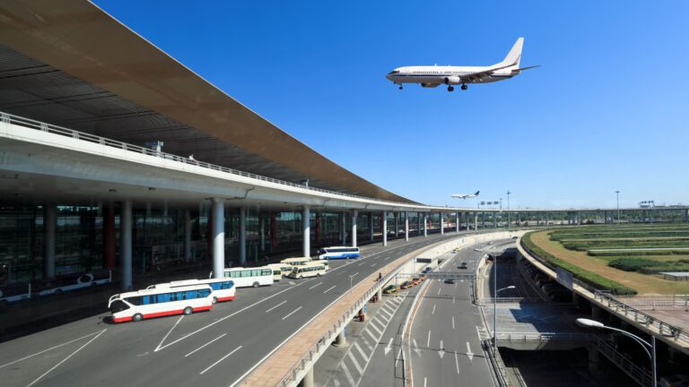 Flight arriving in the international arrivals hall of Terminal 3 at Beijing Capital International Airport.