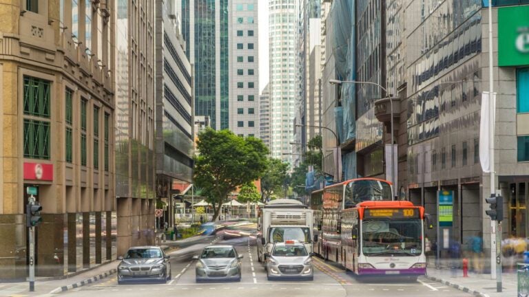 traffic in singapore with local buses