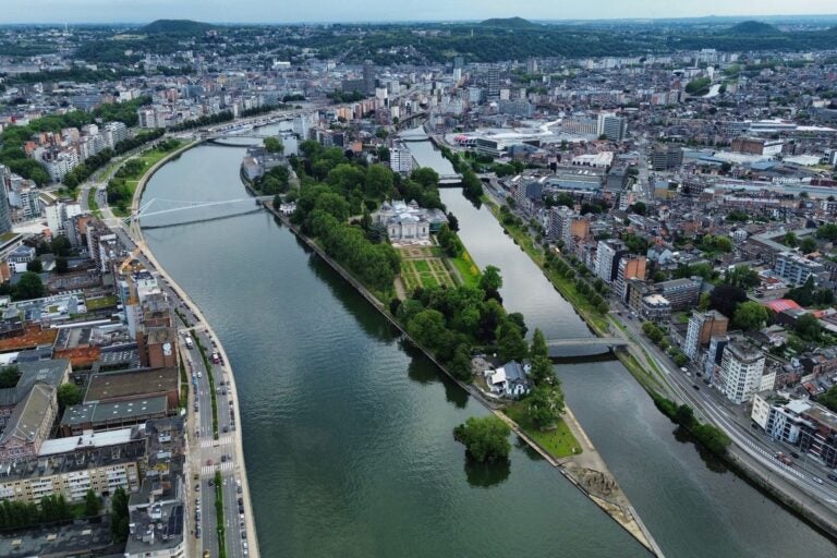 Drone photo of Liège, Belgium.