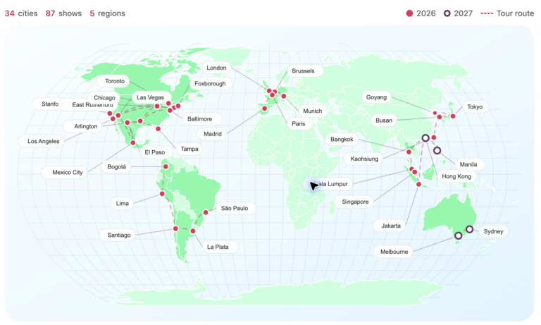 bts world tour map