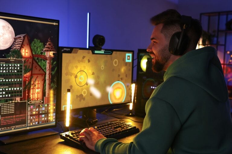 Man playing video games.