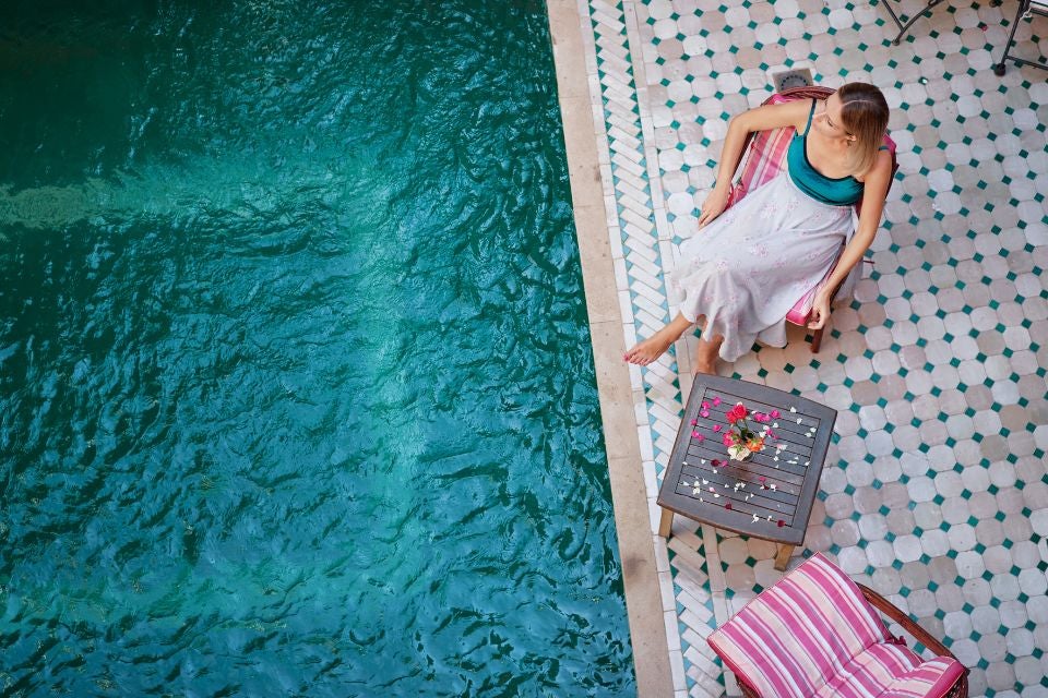 relaxing by the pool
