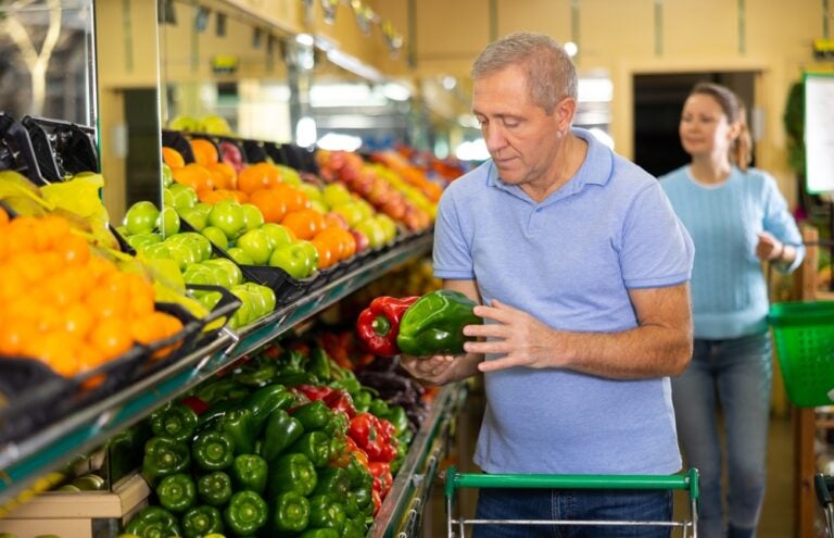 retiree in supermarket in North Carolina