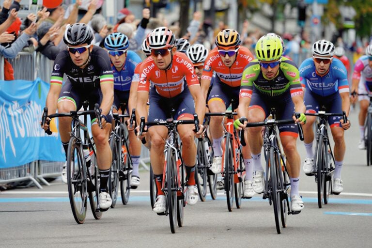 A group of road cyclists.